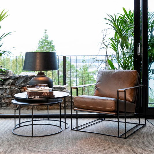 BELLAGIO lenestol i skinn