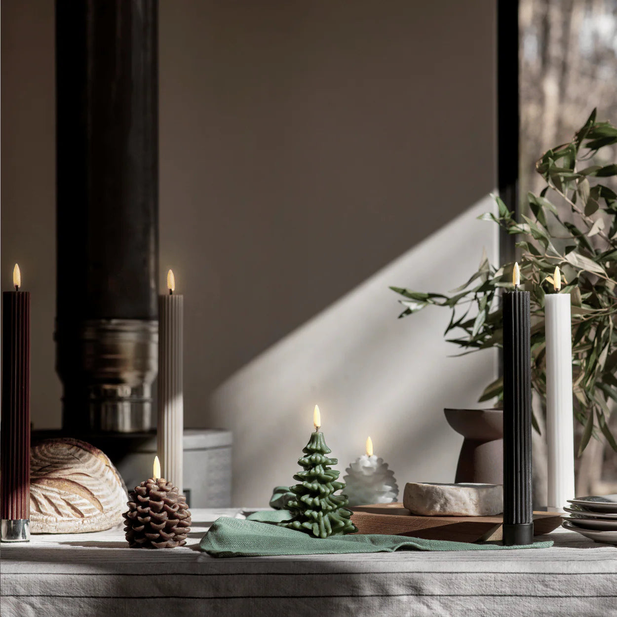 LED lys Juletre 12 cm, Olivengrønn