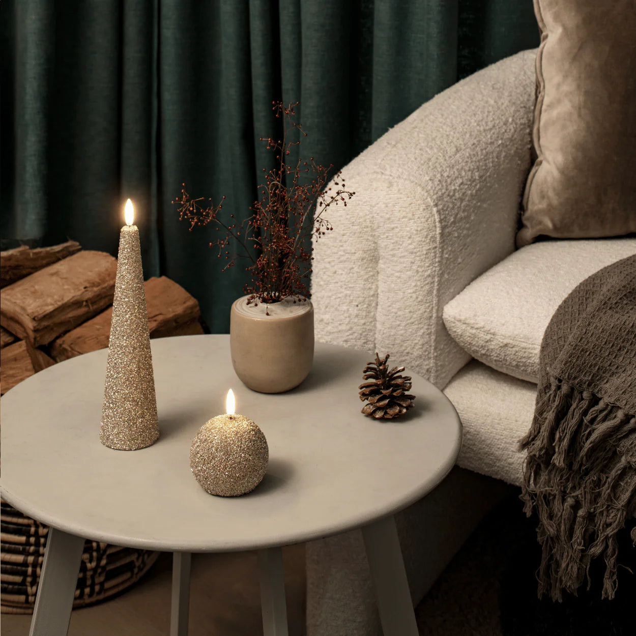 LED lys rund, Champagne glitter