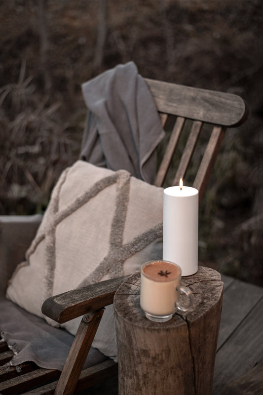 Outdoor LED pillar candle, White, 8,4x20 cm