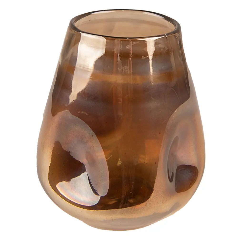 Glassvase brun Ø10