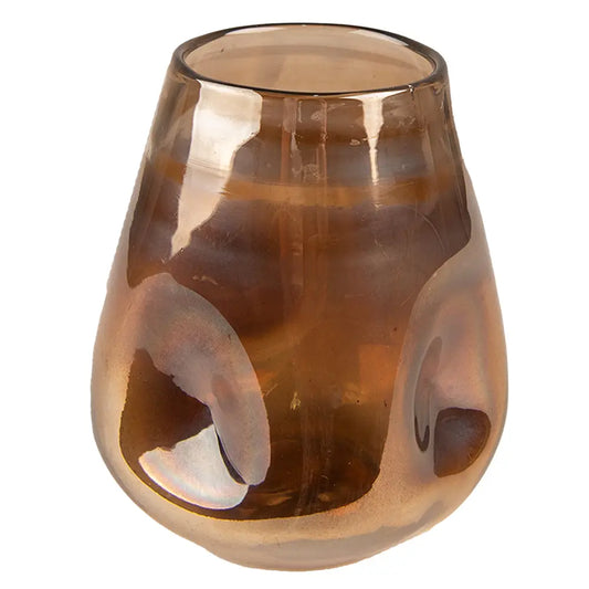 Glassvase brun Ø10