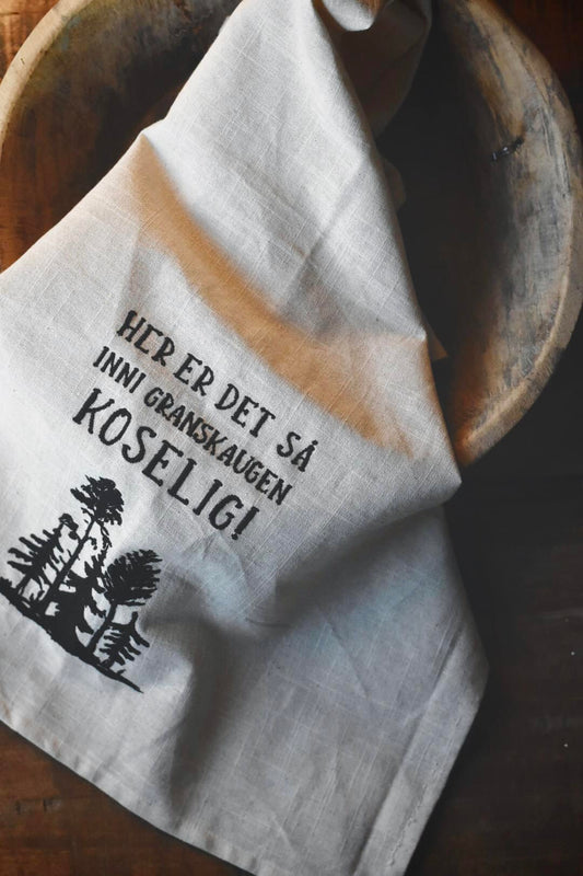 Kjøkkenhåndkle brodert "Granskauen"