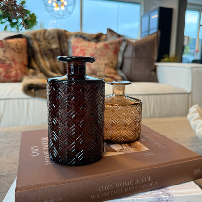 Glassvase mørkbrun H16