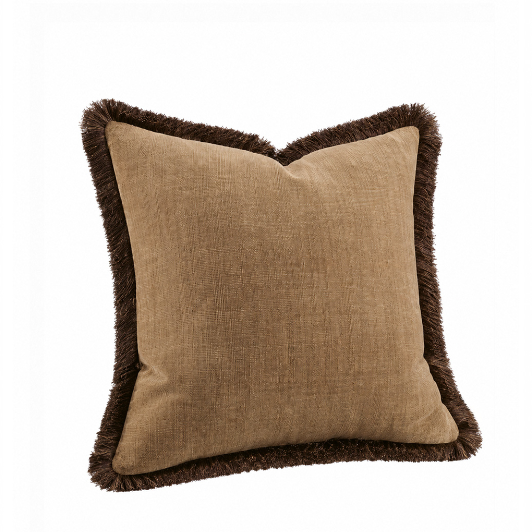 GABBY camel putetrekk - 50x50 med fryns