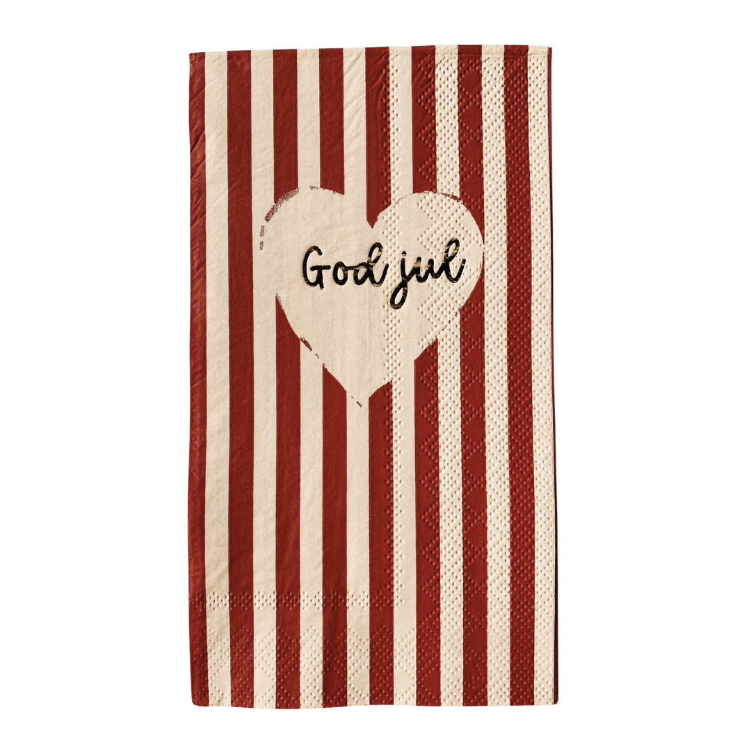 Serviett "God Jul" striper