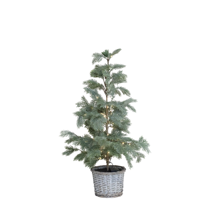 Grantre med kurv og LED-lys H90