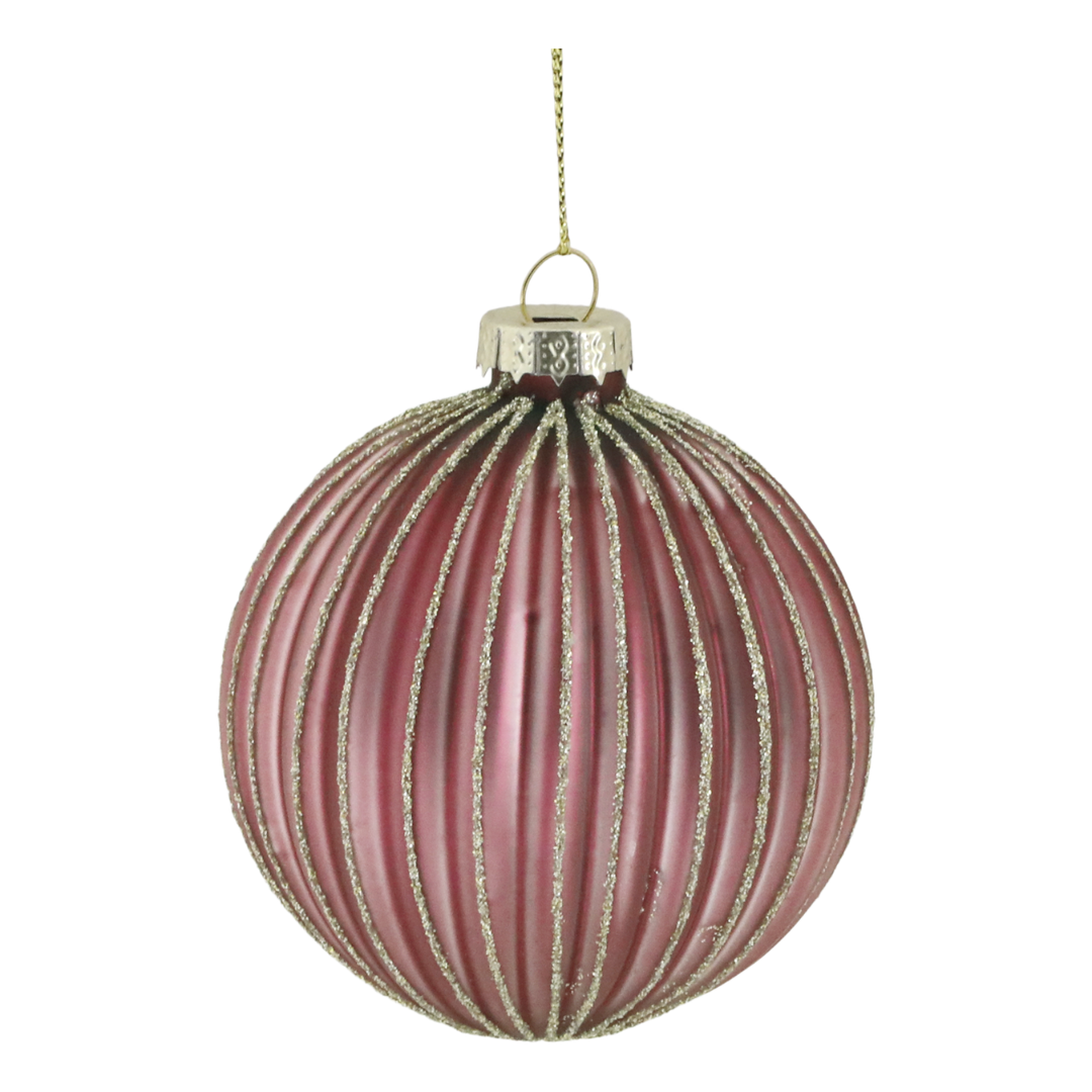 Julekule striper rosa