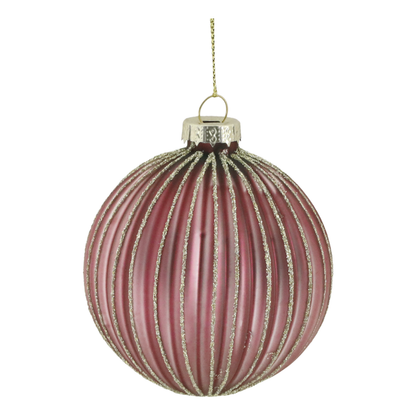 Julekule striper rosa