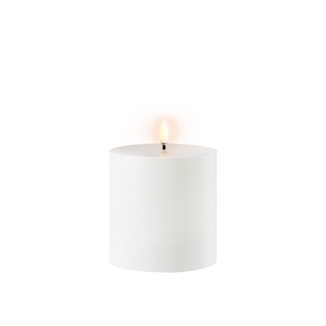 Outdoor LED pillar candle, White, 8,4x10 cm