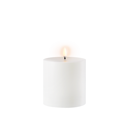 Outdoor LED pillar candle, White, 8,4x10 cm