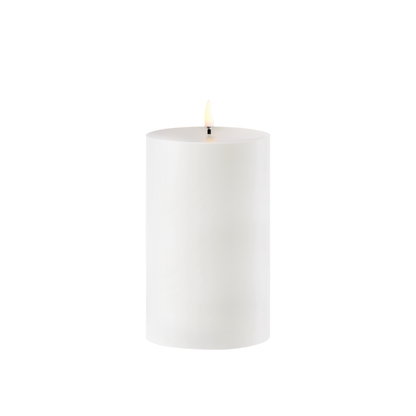 Outdoor LED pillar candle, White, 8,4x15 cm