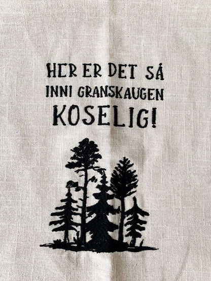 Kjøkkenhåndkle brodert "Granskauen"