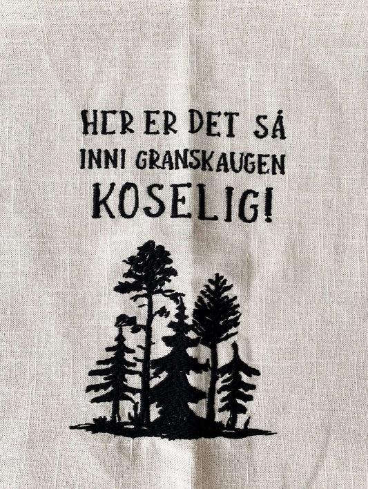Kjøkkenhåndkle brodert "Granskauen"