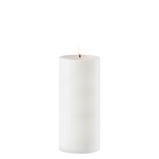 Outdoor LED pillar candle, White, 8,4x20 cm