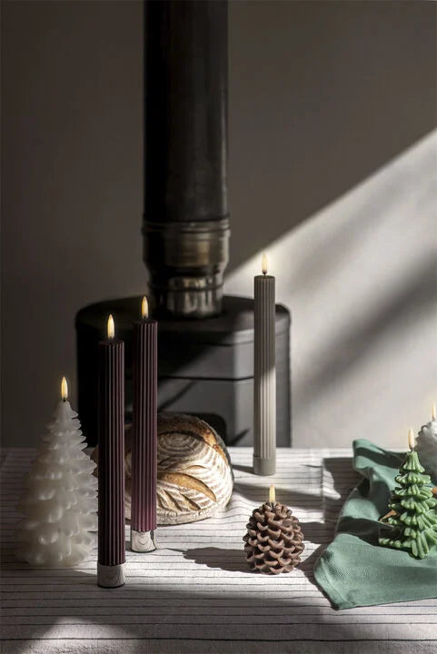 LED lys stearin riller, vinrød, 2-pack