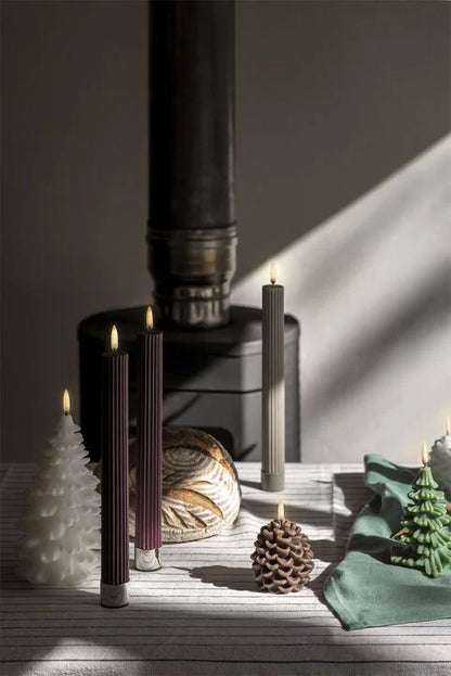 LED lys stearin riller, vinrød, 2-pack