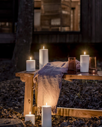 Outdoor LED pillar candle, White, 8,4x10 cm