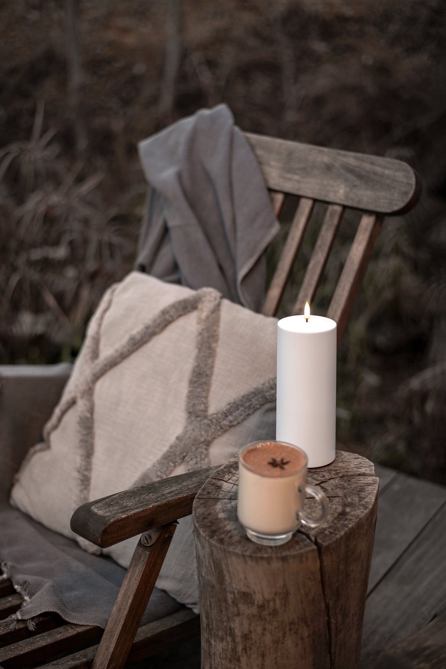 Outdoor LED pillar candle, White, 8,4x20 cm