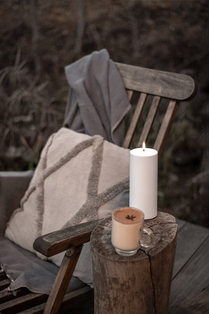 Outdoor LED pillar candle, White, 8,4x20 cm
